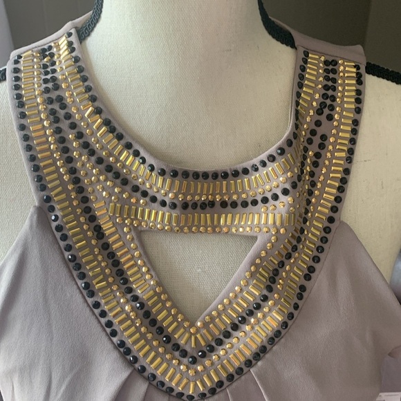 Thalia Sodi Antiqua Sleeveless Dress Size M NWT Knee Length Beaded Stretch - Picture 2 of 10